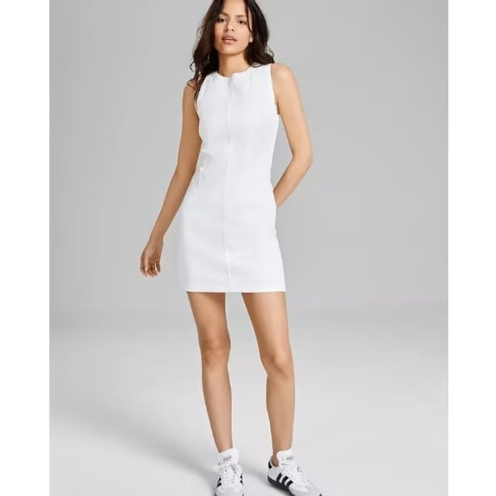 And Now This NWT S White Denim Cotton Sleeveless A-line Dress - Picture 6 of 6